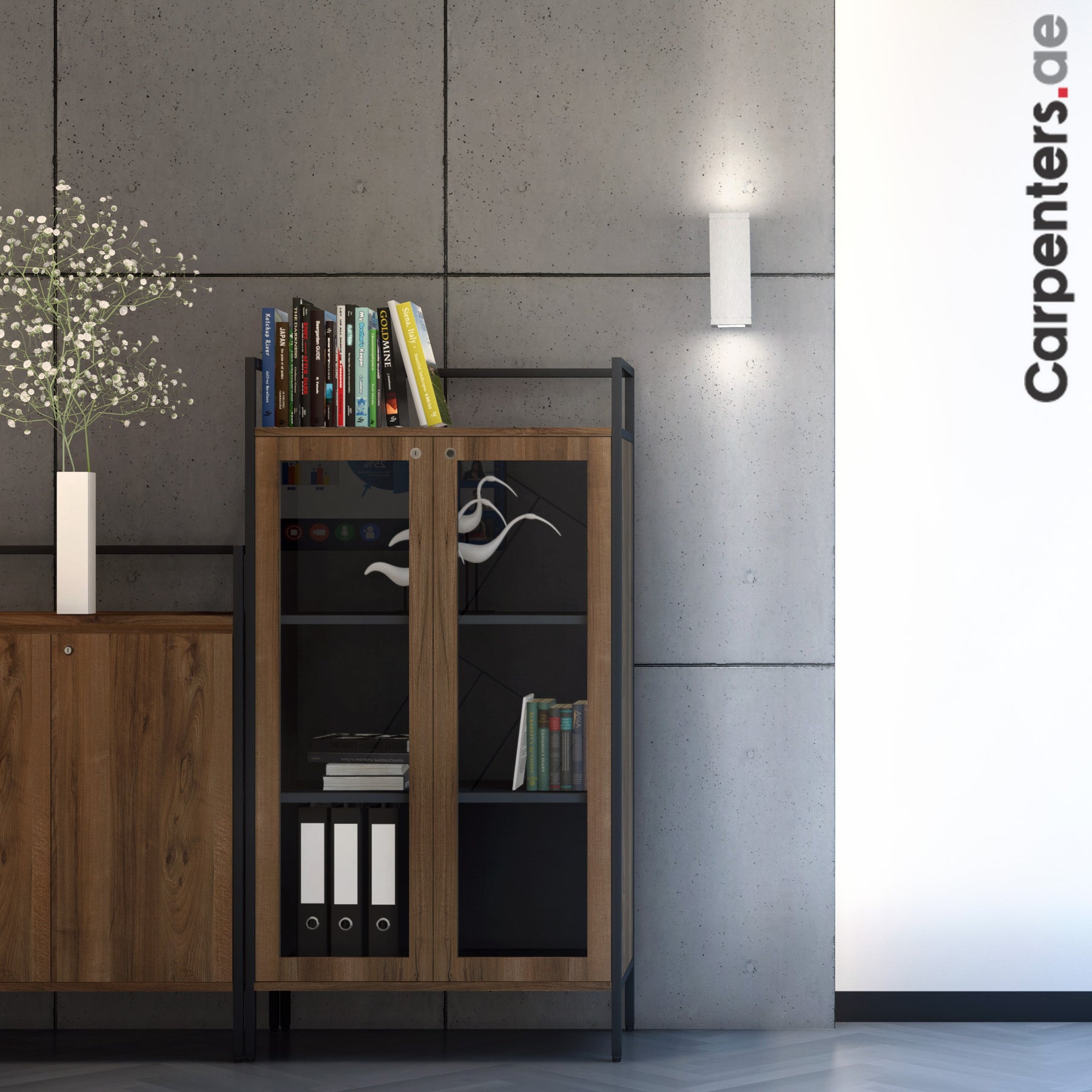 SKETCH Mid-height Filing cabinet with Glass Shutter