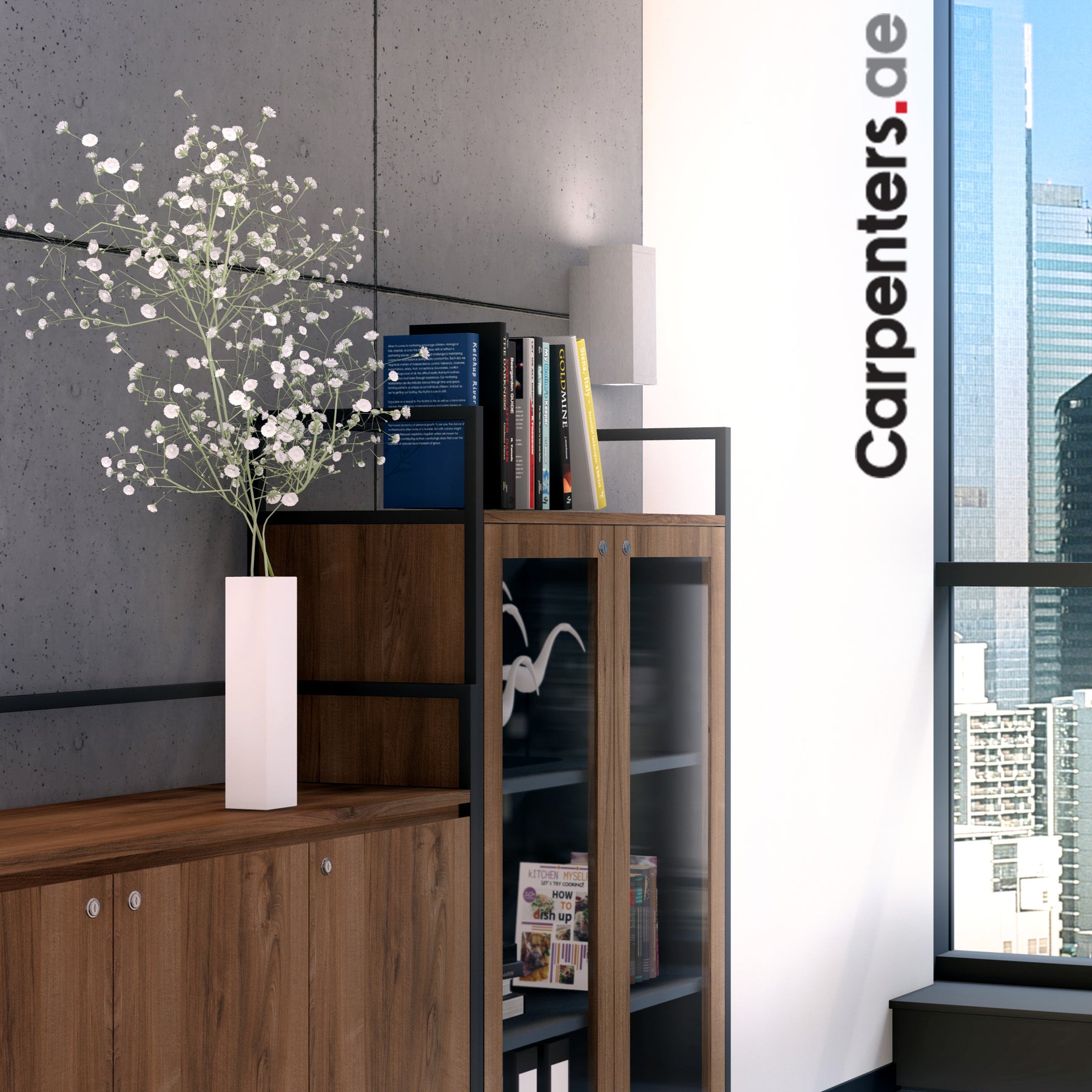 SKETCH Mid-height Filing cabinet with Glass Shutter