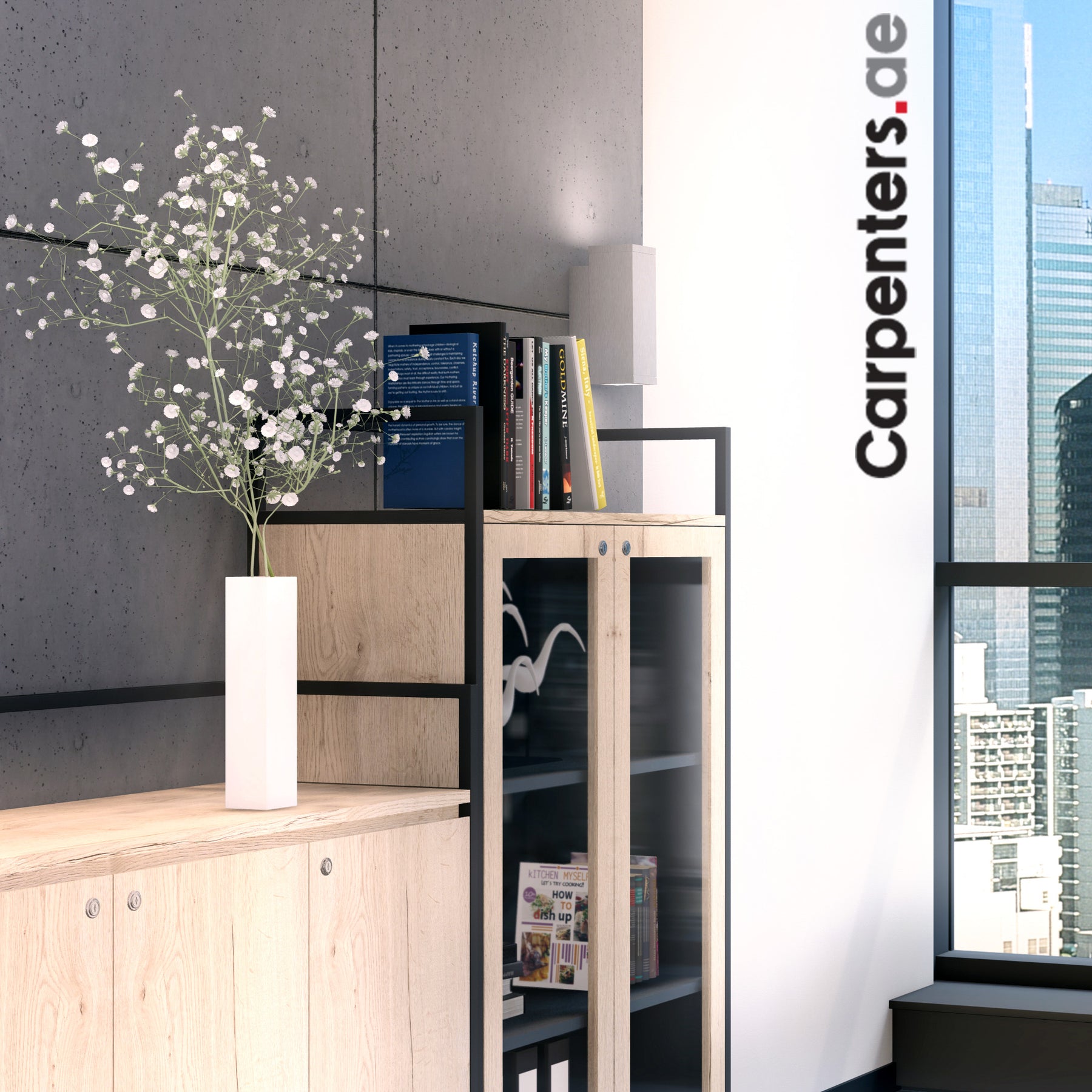 SKETCH Mid-height Filing cabinet with Glass Shutter