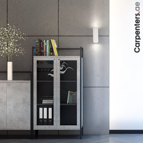 SKETCH Mid-height Filing cabinet with Glass Shutter