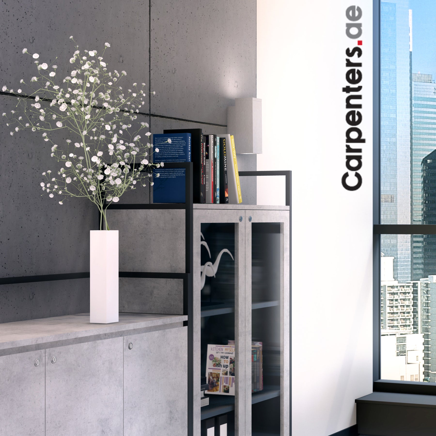 SKETCH Mid-height Filing cabinet with Glass Shutter