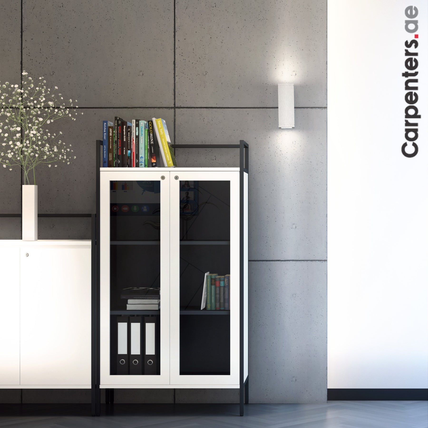 SKETCH Mid-height Filing cabinet with Glass Shutter