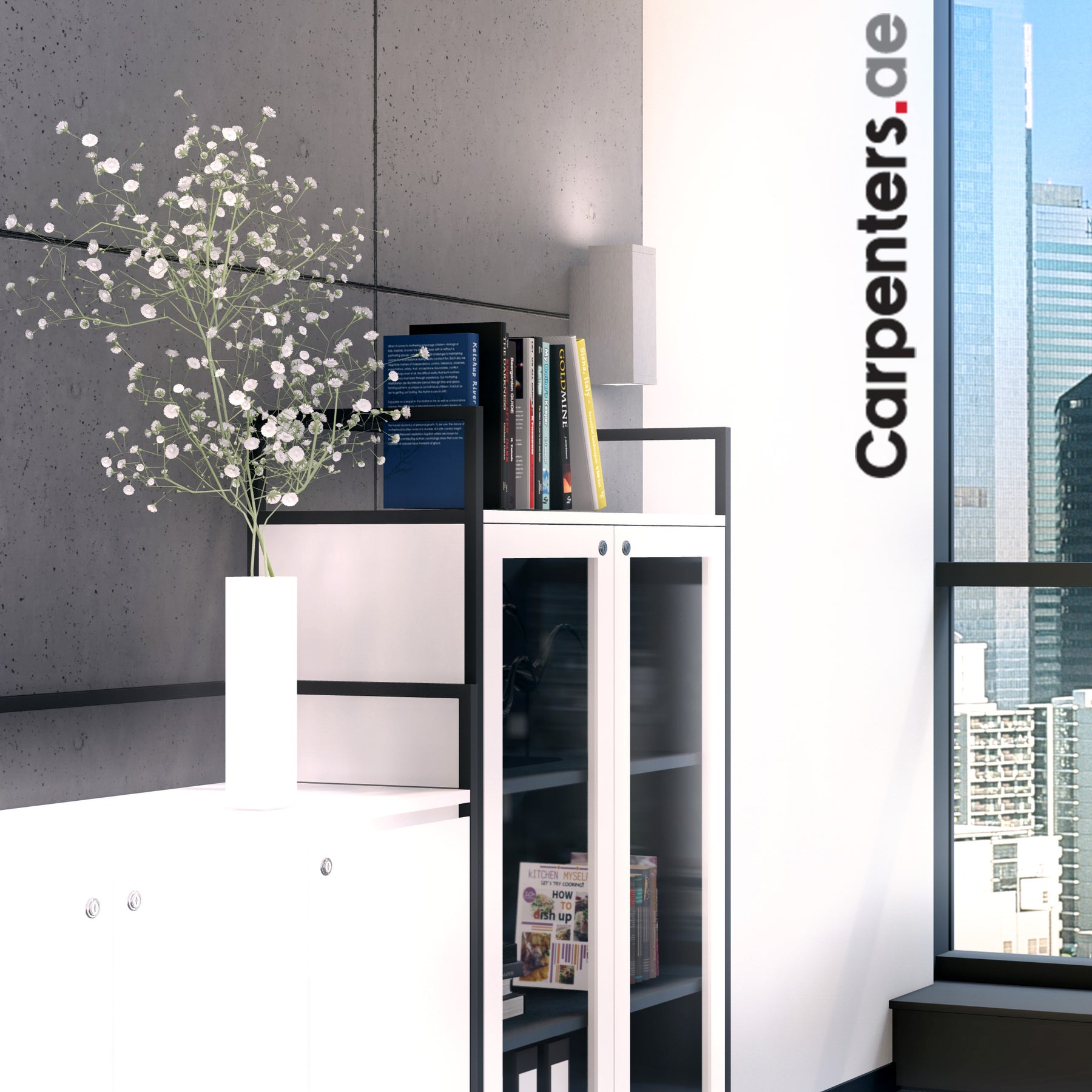 SKETCH Mid-height Filing cabinet with Glass Shutter