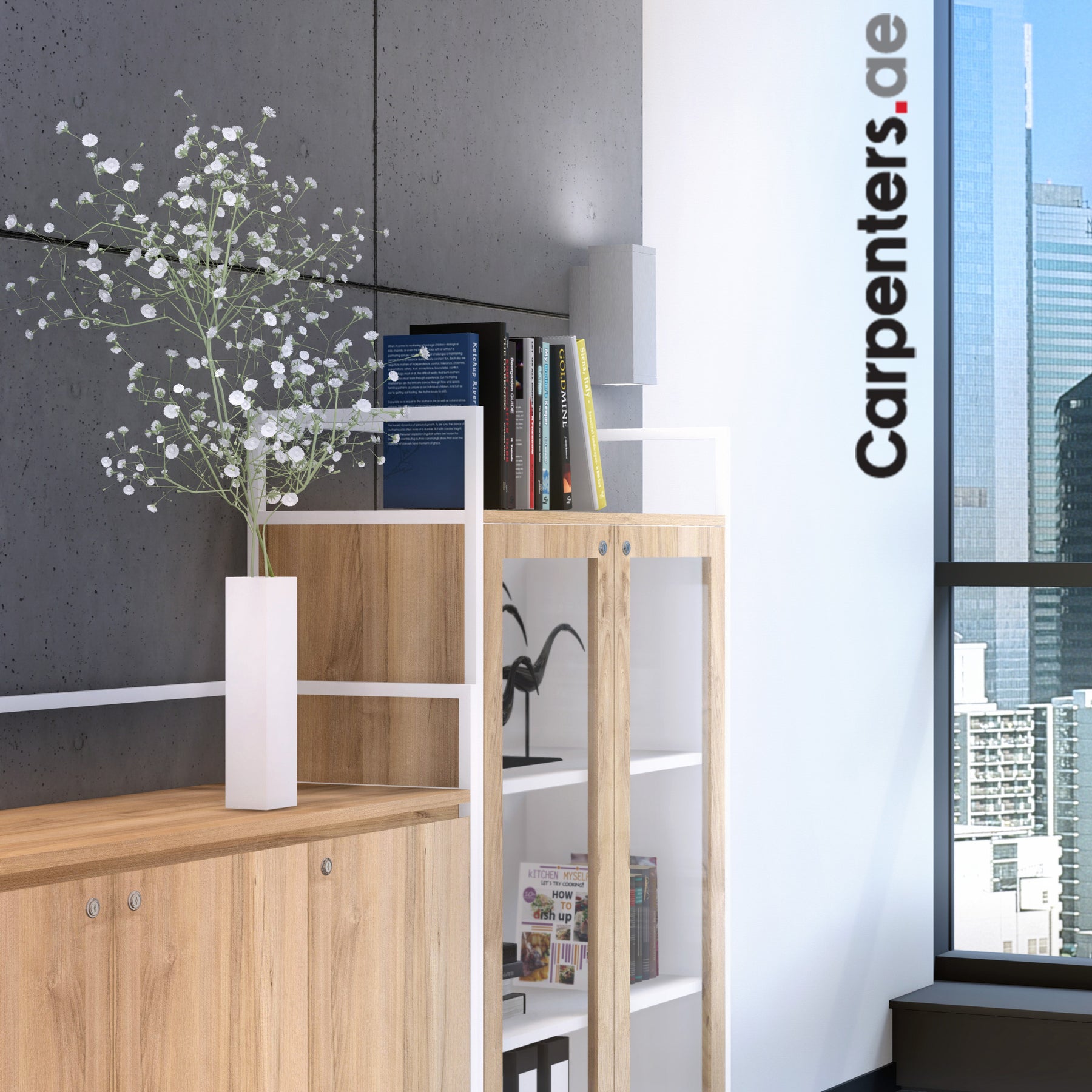 SKETCH Mid-height Filing cabinet with Glass Shutter