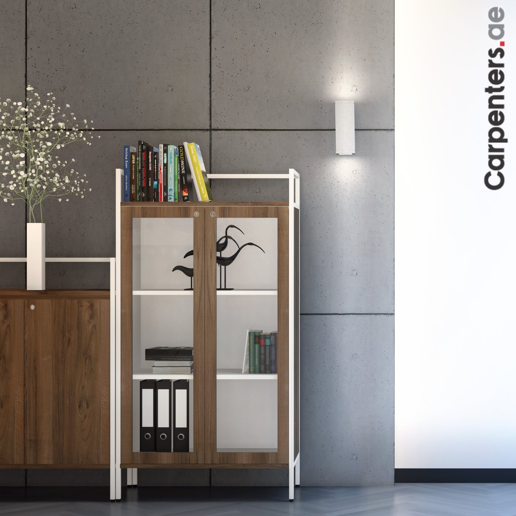 SKETCH Mid-height Filing cabinet with Glass Shutter