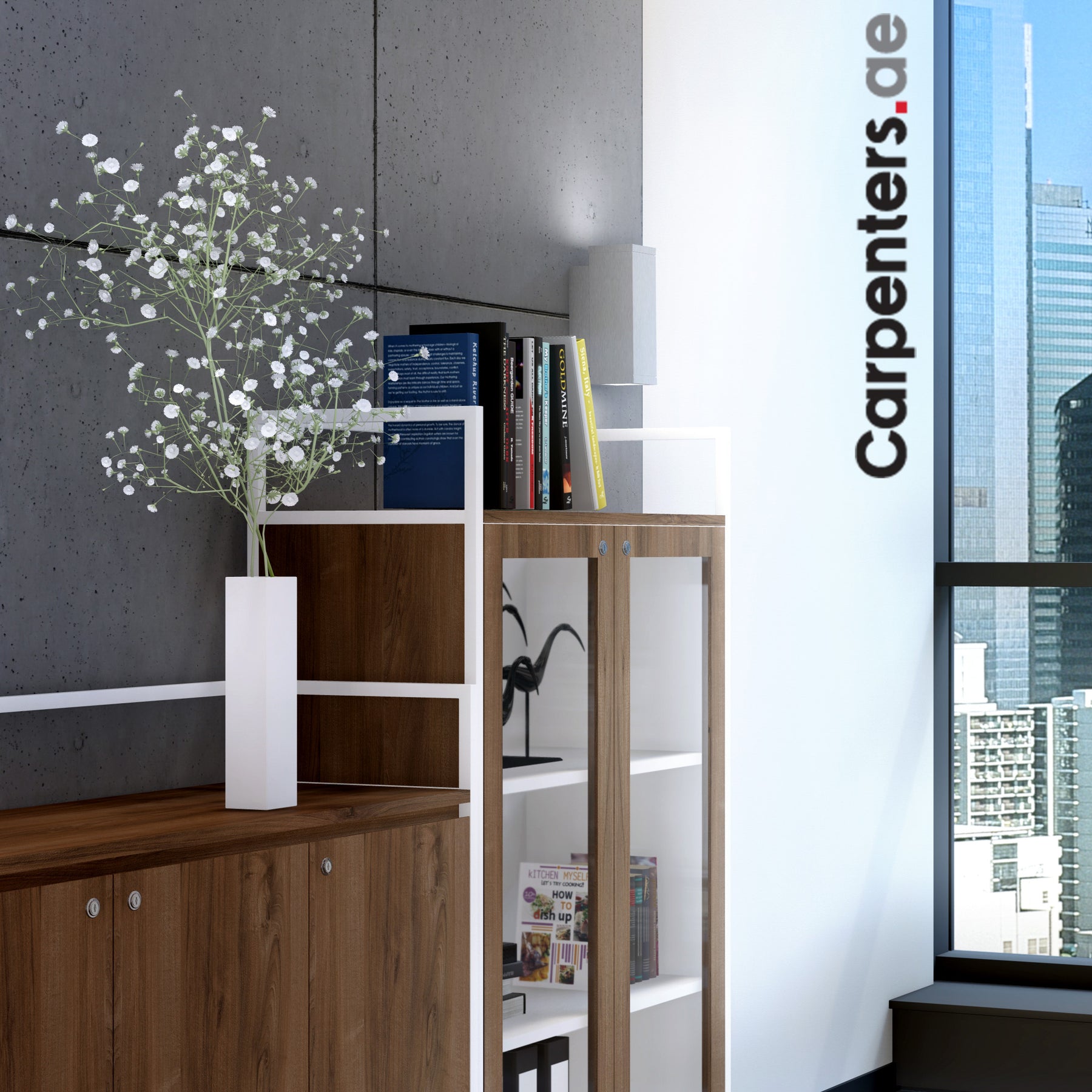 SKETCH Mid-height Filing cabinet with Glass Shutter