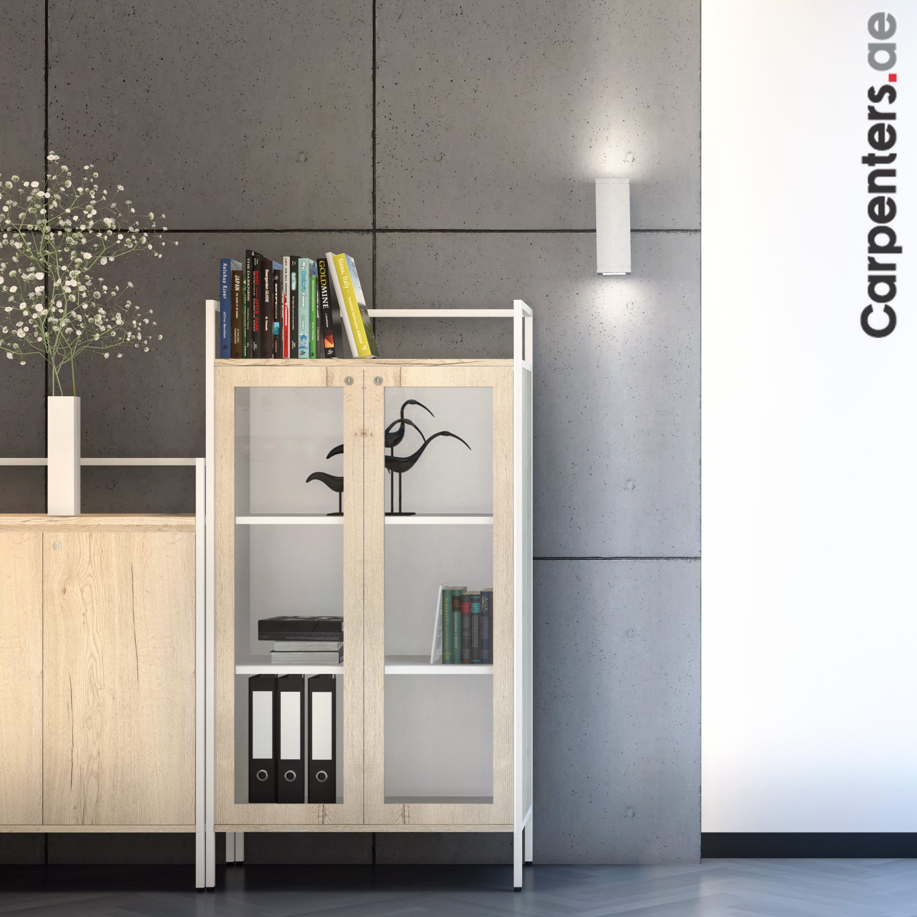 SKETCH Mid-height Filing cabinet with Glass Shutter