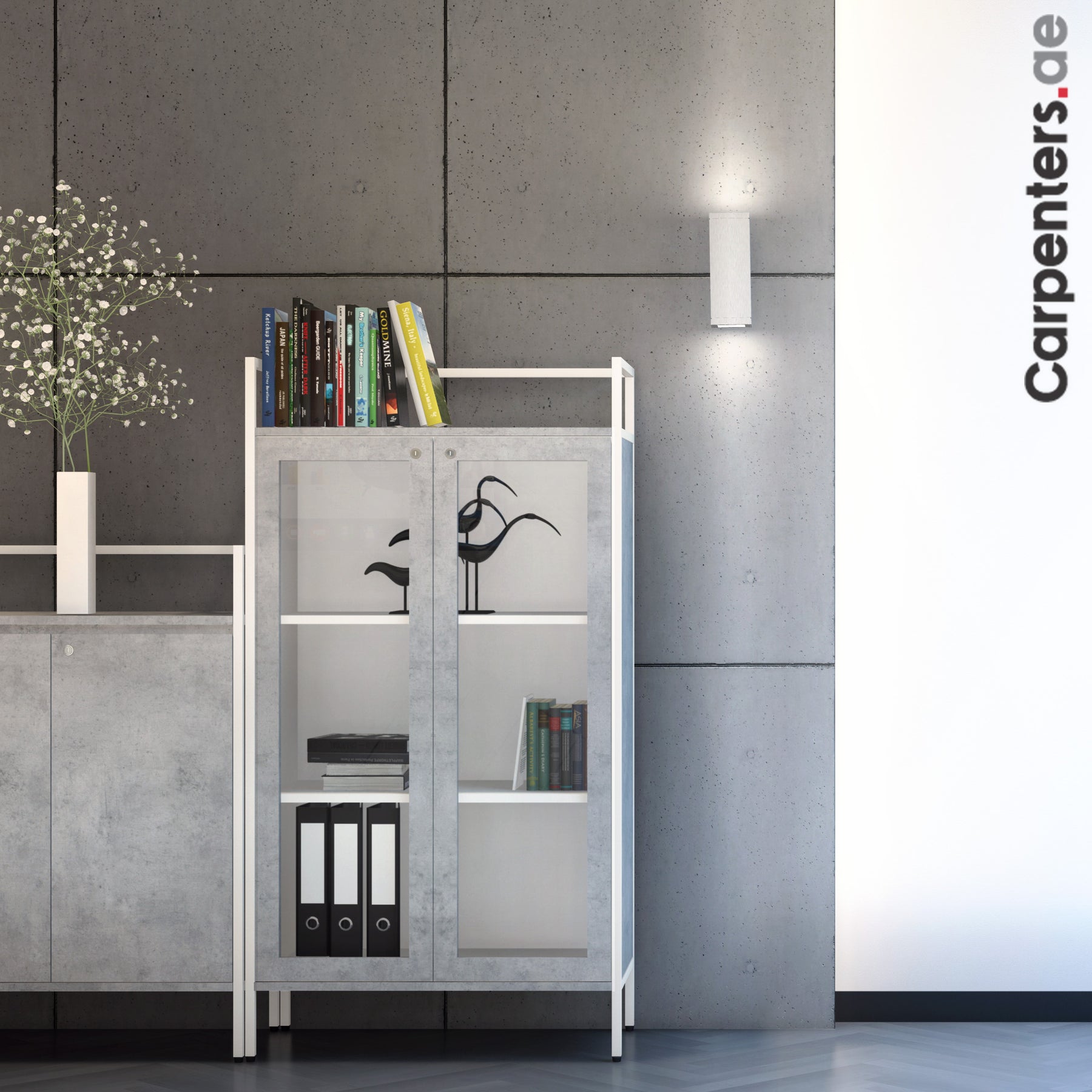 SKETCH Mid-height Filing cabinet with Glass Shutter