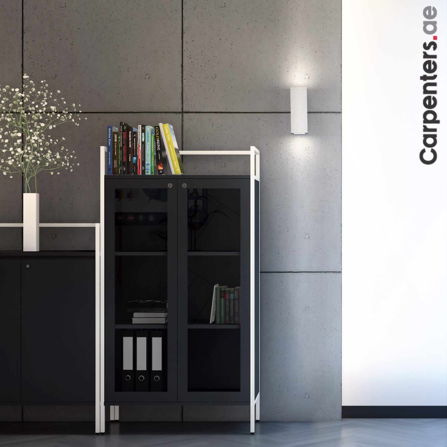 SKETCH Mid-height Filing cabinet with Glass Shutter