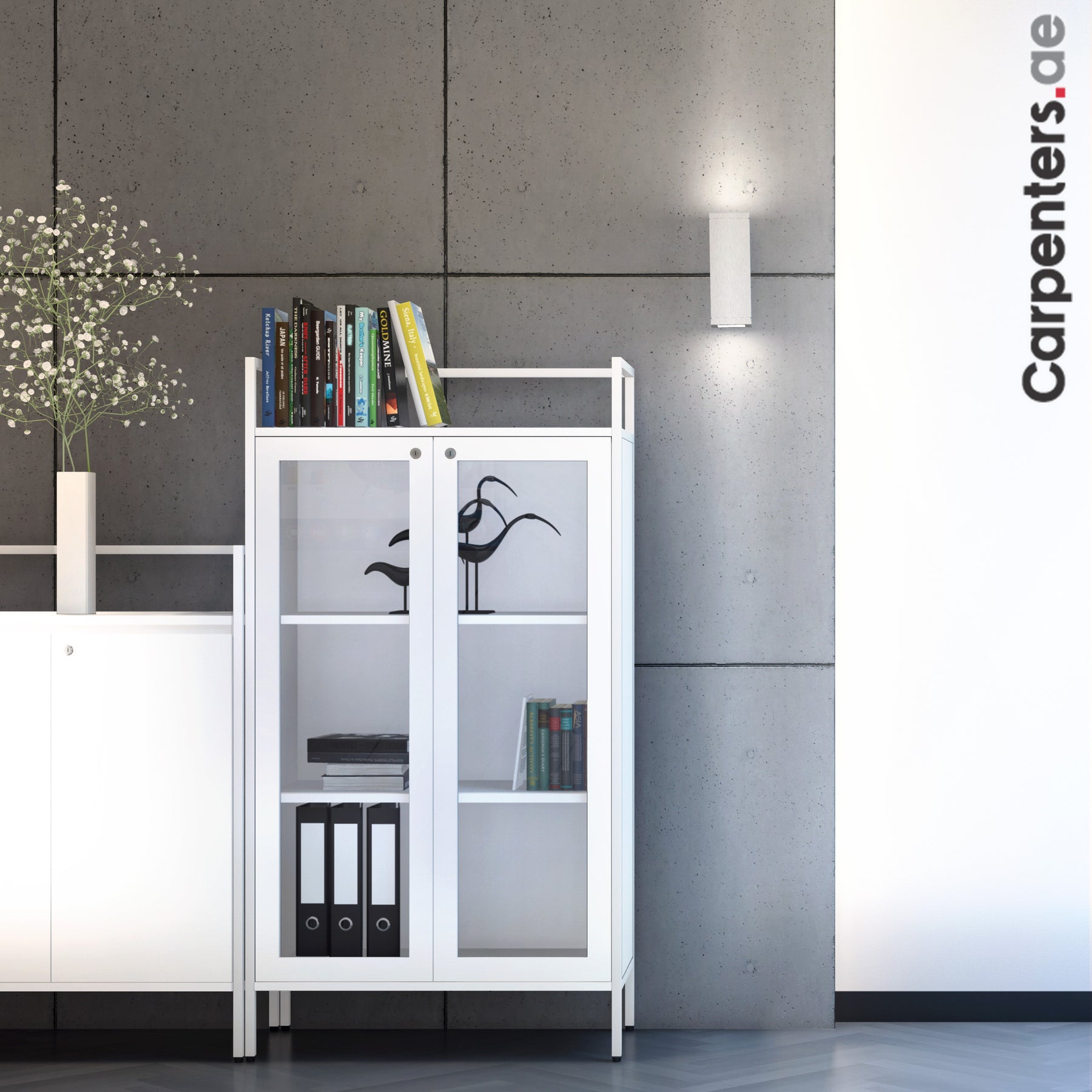 SKETCH Mid-height Filing cabinet with Glass Shutter